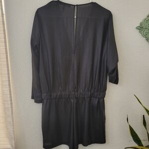 BCBGMaxAzria Black Jumpsuit with Three-Quarter Sleeves and Elastic Waist